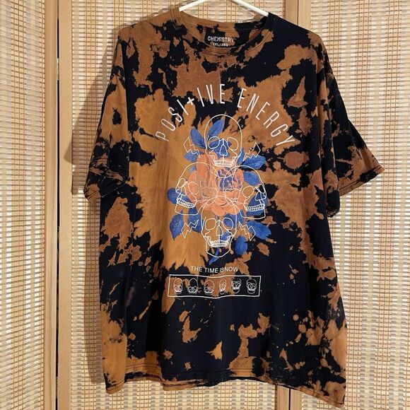 Chemistry Tie Dye T-Shirt Graphic Skulls Size 2XL Positive Energy Time Is‎ Now - Picture 1 of 9